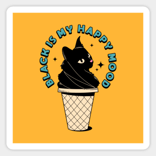 Ice Cream Black Cat in pink Magnet